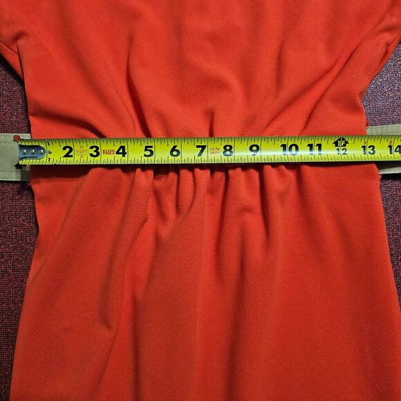 Calvin Klein Red Belted Knee Length Dress Sz 6 Elastic Waist Stretch Cap Sleeve - Picture 11 of 13